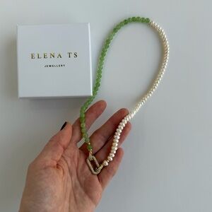 680 Pearl and Peridot Stone Necklace
